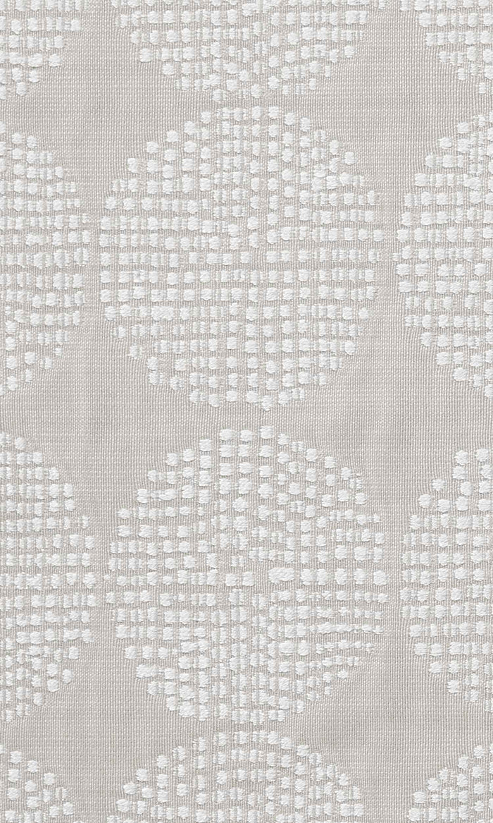 Geometric Embroidered Pinch Pleat, Rod Pocket, Eyelet Curtains (White/ Gray)