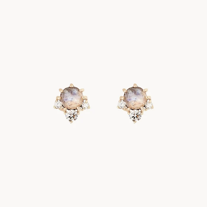 Full Moon Glow Diamond Moonstone Earring