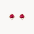Full Moon Glow Diamond Ruby Earring in 14k yellow gold with ruby and diamonds