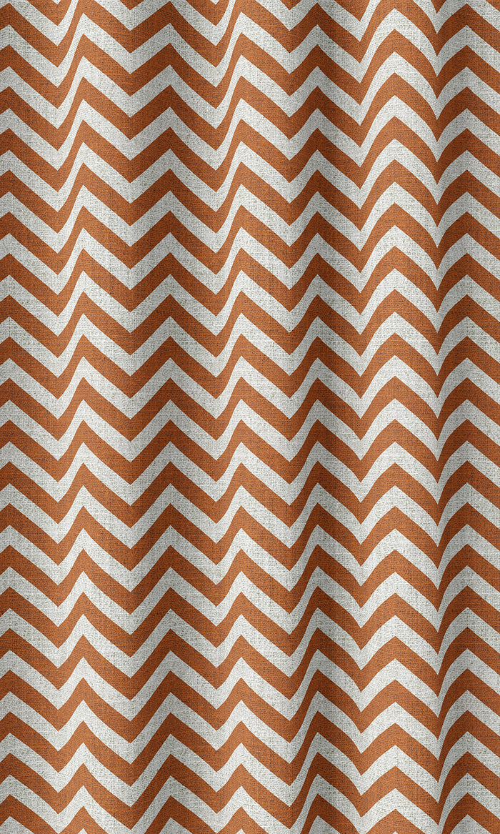 Chevron Print Drapery (Burnt Orange/ White)