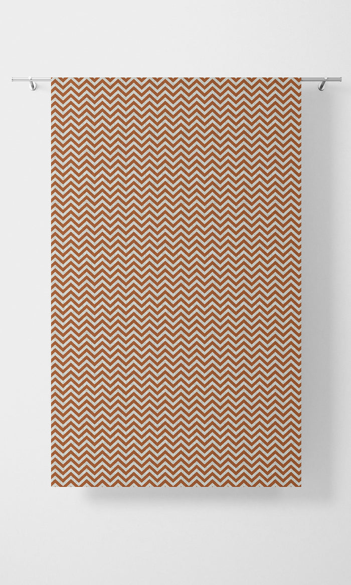 Chevron Print Pinch Pleat, Rod Pocket, Eyelet Curtains (Burnt Orange/ White)