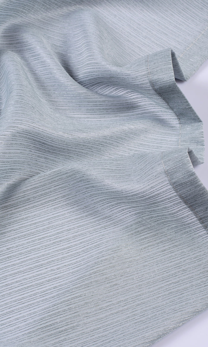 Striped Sheer Fabric By the Metre for Curtains & Drapes (Periwinkle Gray)
