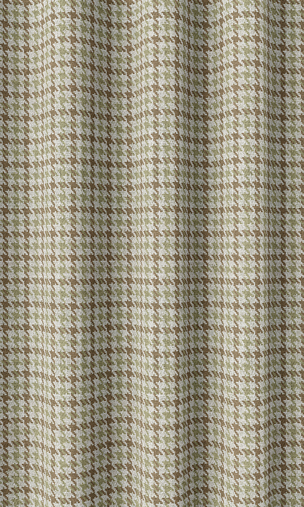 Houndstooth Patterned Drapes (Brown & Green)
