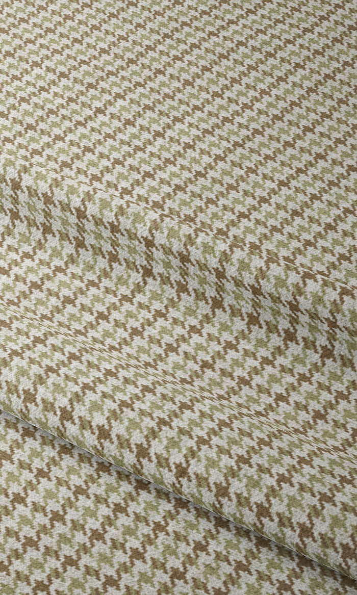 Houndstooth Patterned Pinch Pleat, Rod Pocket, Eyelet Curtains (Brown & Green)