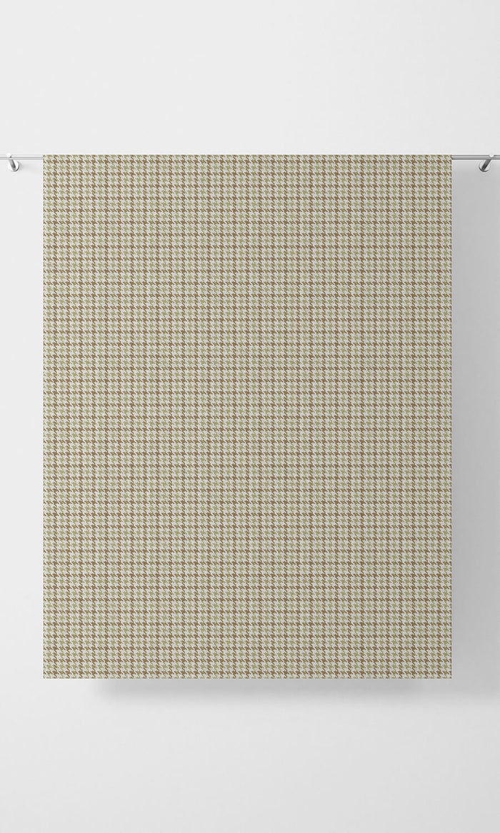 Houndstooth Patterned Drapes (Brown & Green) Extra Long Short Wide