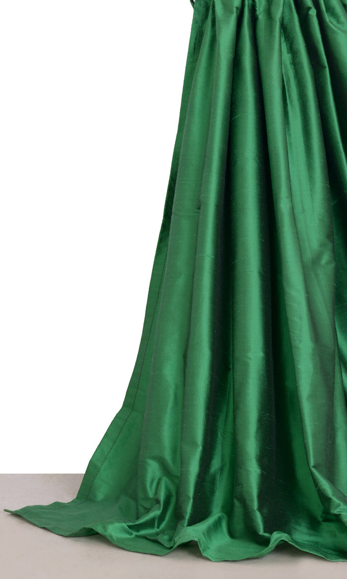 Shantung Silk Curtains for Living, Bedroom, Kitchen, Bathroom (Emerald Green)