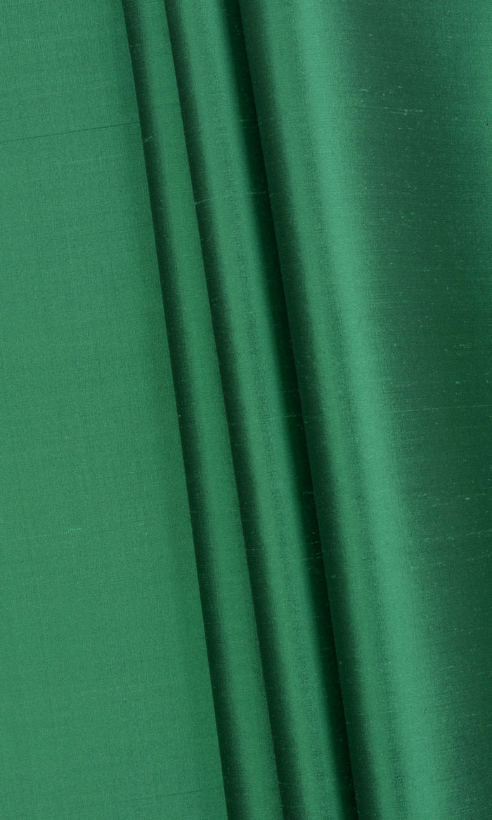 Shantung Silk Any Size Style Curtains (Emerald Green)