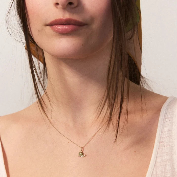 Gentle Guide Snail Charm in 10k yellow gold, alternate angle detail view