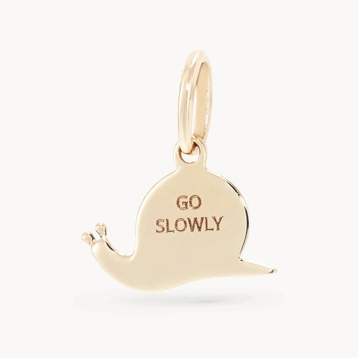 Gentle Guide Snail Charm in 10k yellow gold, alternate angle detail view 2