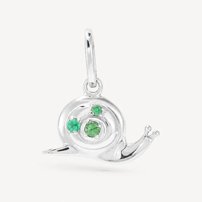 gentle guide snail charm - sterling silver, natural gemstones