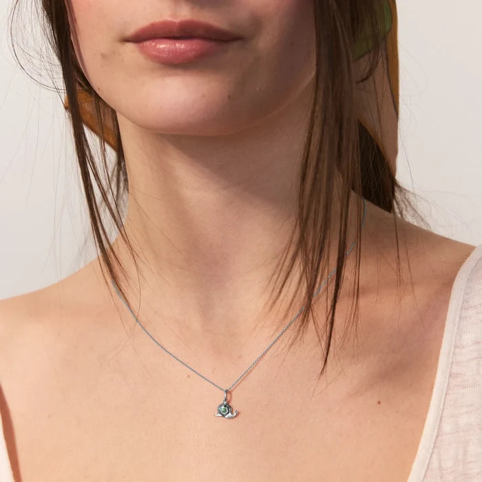 gentle guide snail charm - sterling silver, natural gemstones