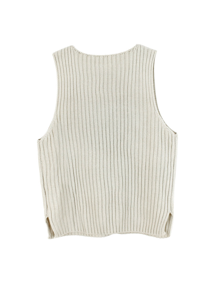 Geometric Knit Sleeveless Top