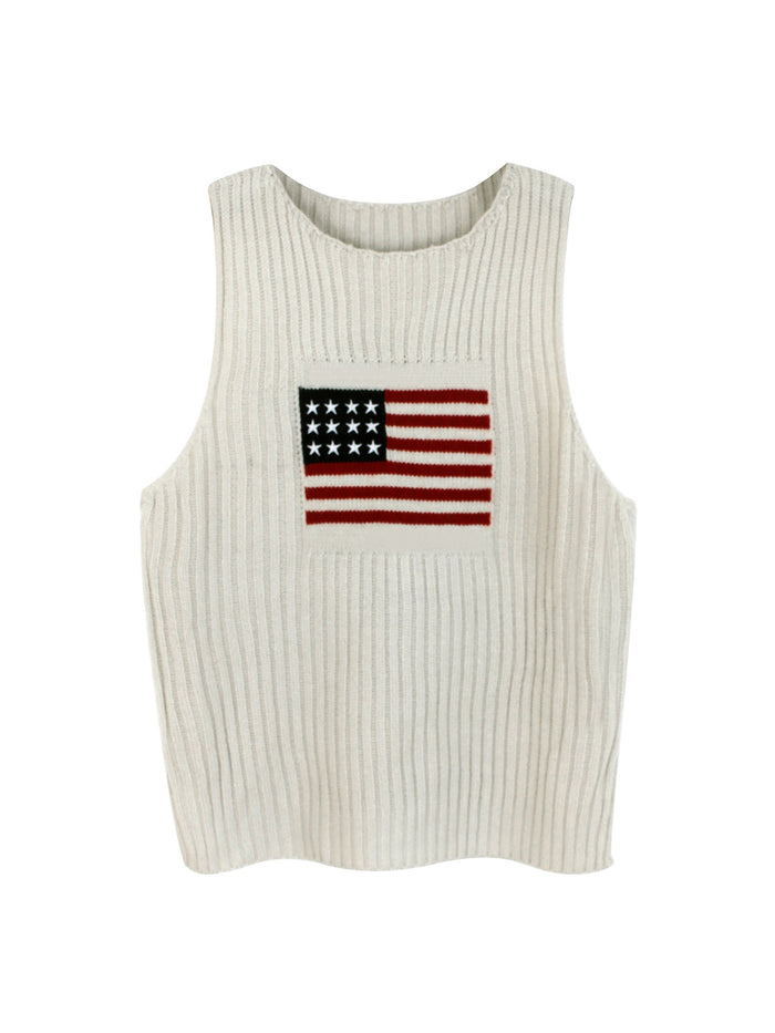 Geometric Knit Sleeveless Top