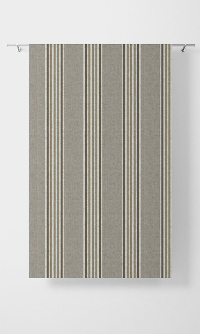Modern Striped Pinch Pleat, Rod Pocket, Eyelet Curtains (Tan/ Brown)