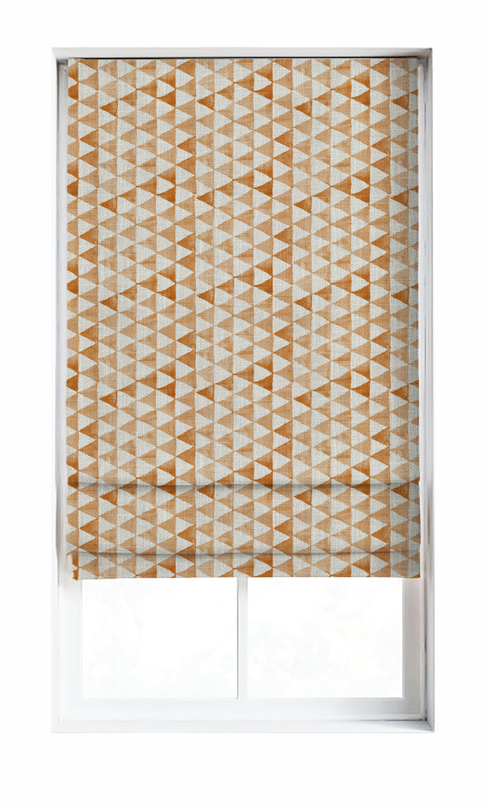 Geo-Print Window Treatments Fabric By the Metre (White/ Burnt Orange)