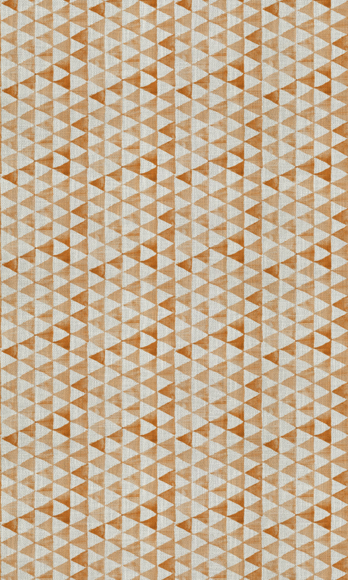 Geo-Print Fabric Material By the Metre (White/ Burnt Orange)