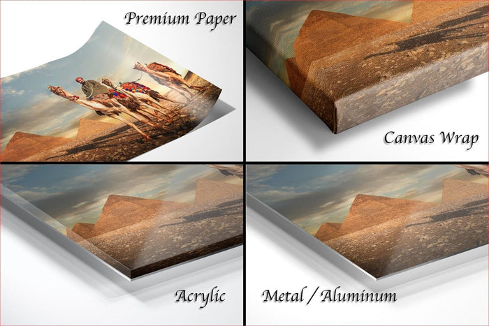 The image is a collage of four different views of a desert landscape with sand dunes and mountains, including a close-up of the sand dunes and a wider view of the landscape.