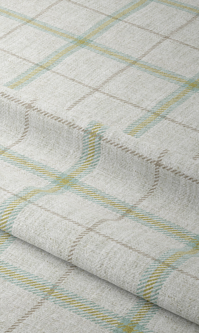Check Print Home Textile Fabric Material By the Metre (White/ Blue/ Green)