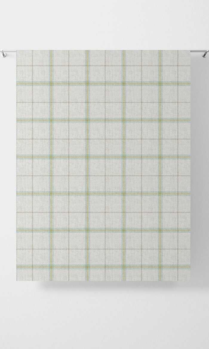 Check Print Fabric Material By the Metre (White/ Blue/ Green)
