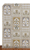 Floral Cotton Home Décor Fabric By the Metre (Grey/ Yellow)