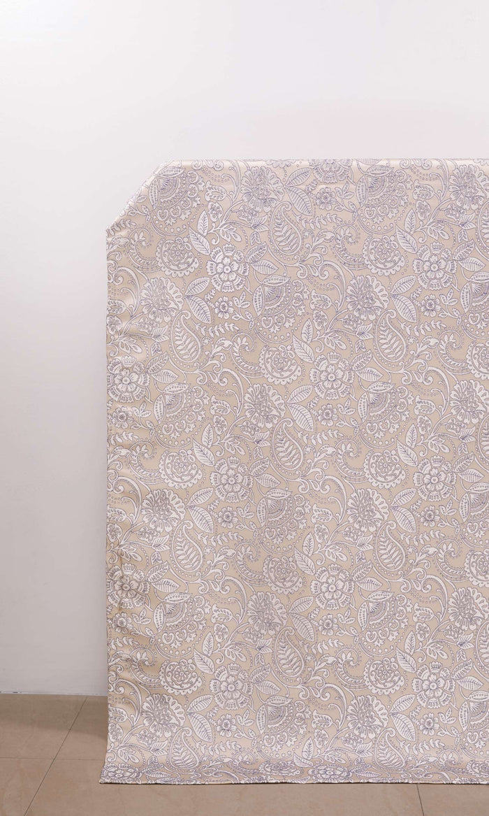 Floral Textured Drapes for Living, Bedroom, Kitchen, Bathroom (Beige/ Blue)