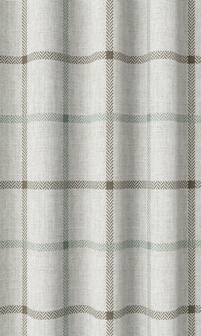 Check Patterned Drapes (Parchment White/ Blue)