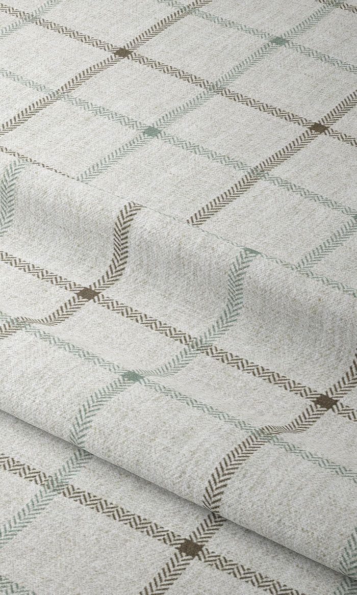 Check Patterned Drapes for Living, Bedroom, Kitchen, Bathroom (Parchment White/ Blue)