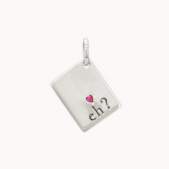 glowing hearts reversible passport charm - sterling silver, ruby gemstone