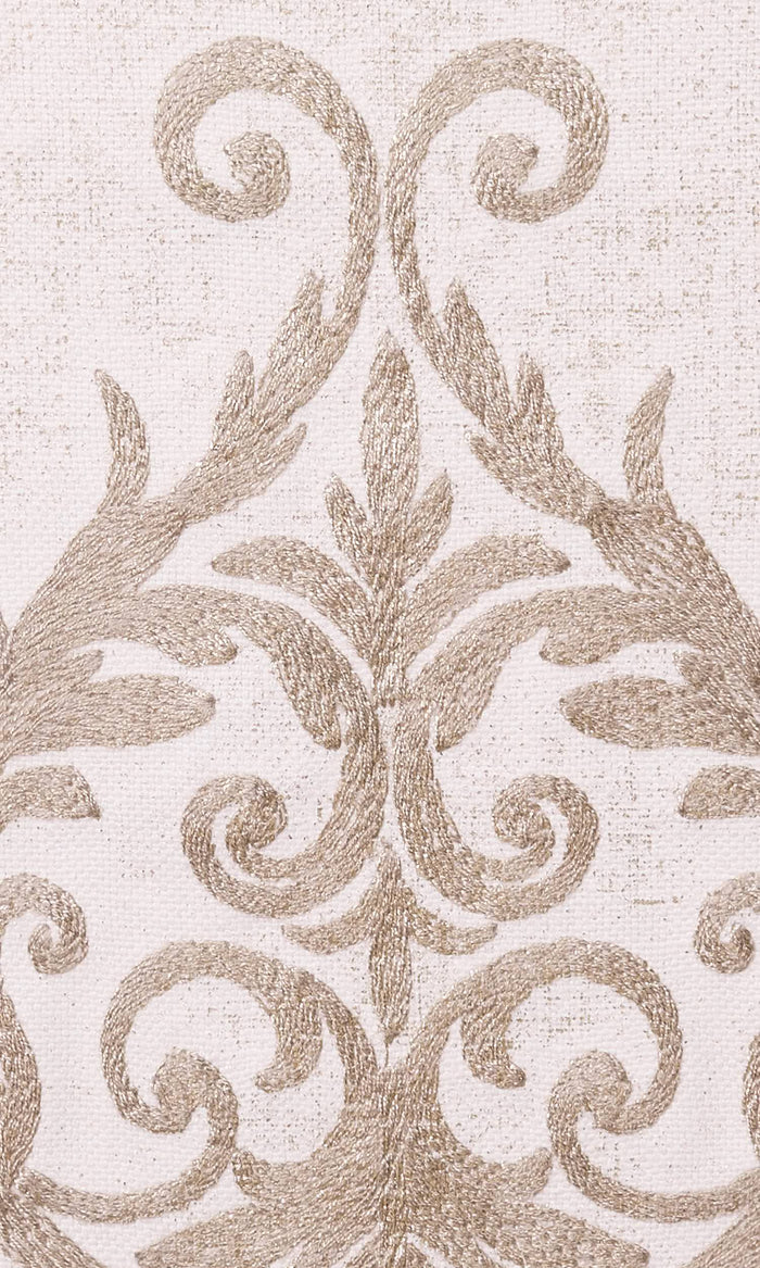Damask Poly-Cotton Pinch Pleat, Rod Pocket, Eyelet Curtains (Golden/ Ivory)