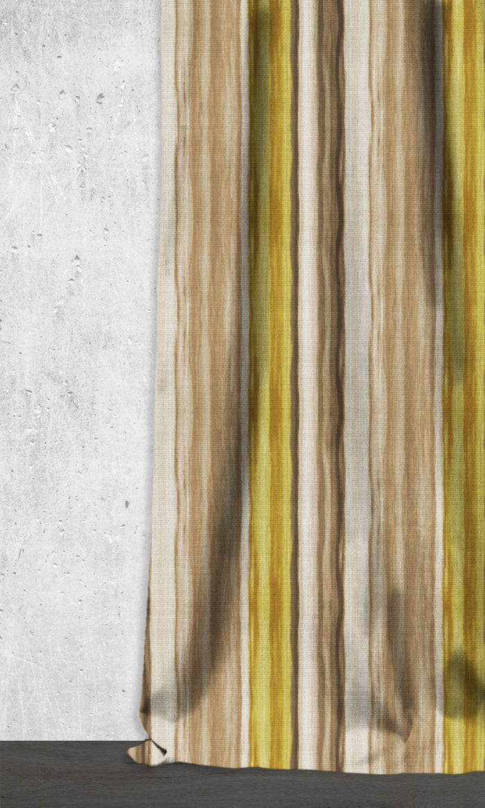 Modern Striped Window Treatments Fabric By the Metre (Yellow/ Brown)