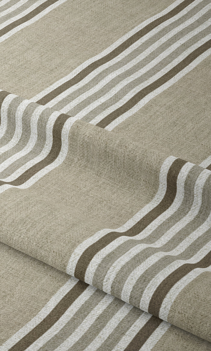 Striped Drapes for Living, Bedroom, Kitchen, Bathroom (Sand Beige/ Peanut Brown)