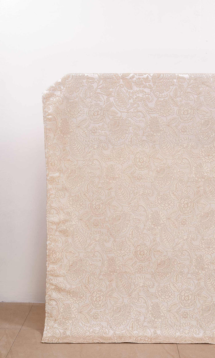 Floral Textured Curtains for Living, Bedroom, Kitchen, Bathroom (Cream)