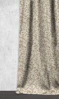 Dimout Floral Curtains (Eggshell White/ Brown)