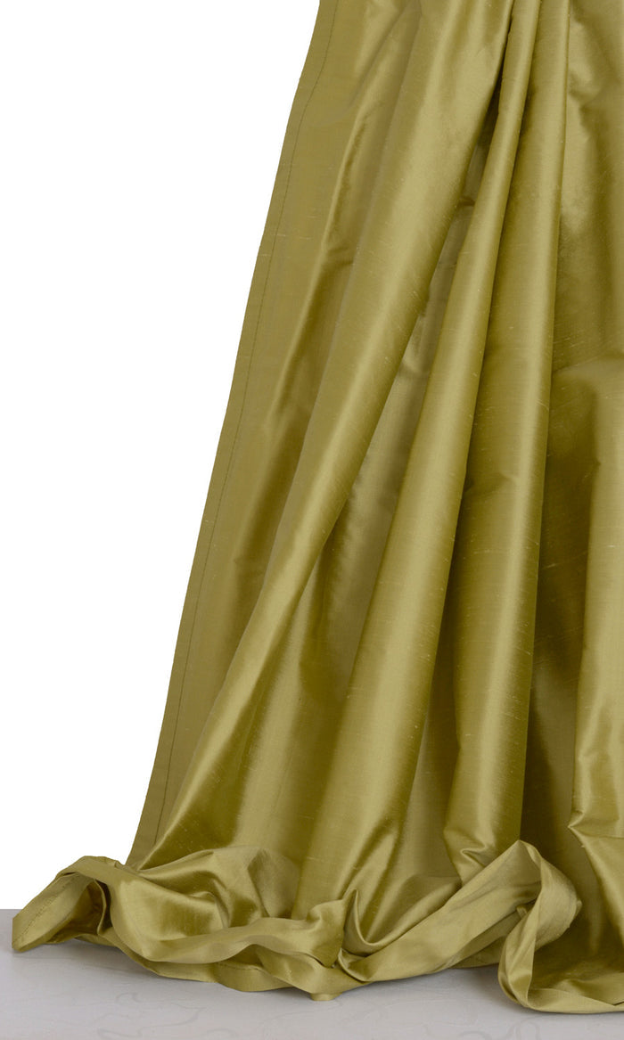 Shantung Silk Window Treatments Fabric By the Metre (Warm Green)