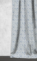 Abstract Print Drapery (Eggshell White/ Blue)