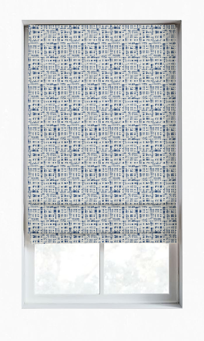 Abstract Print Drapery for Living, Bedroom, Kitchen, Bathroom (Eggshell White/ Blue)