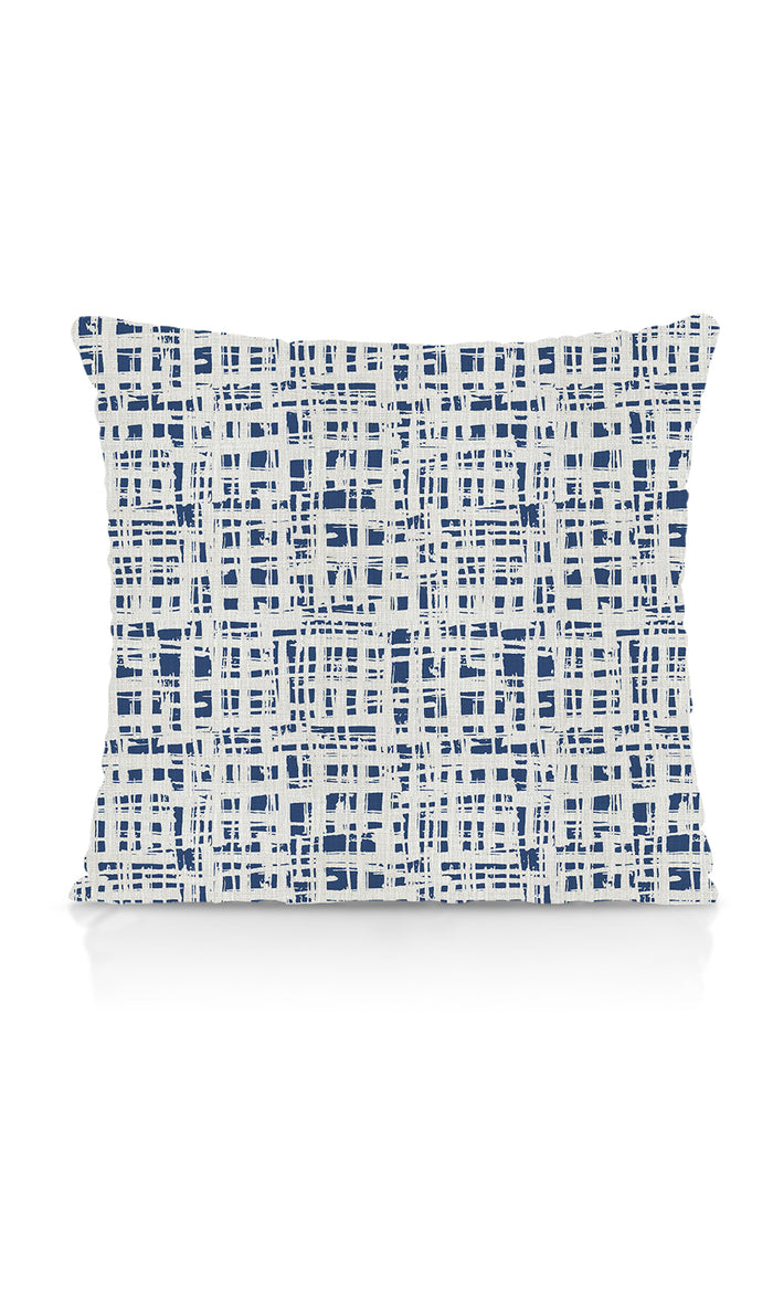 Abstract Print Pinch Pleat, Rod Pocket, Eyelet Curtains (Eggshell White/ Blue)