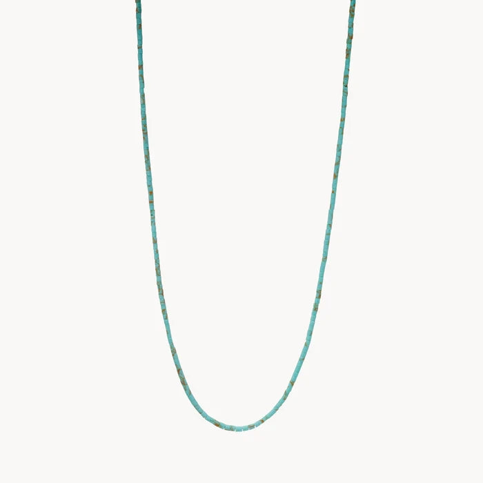 Green Long Beaded Necklace in sterling silver
