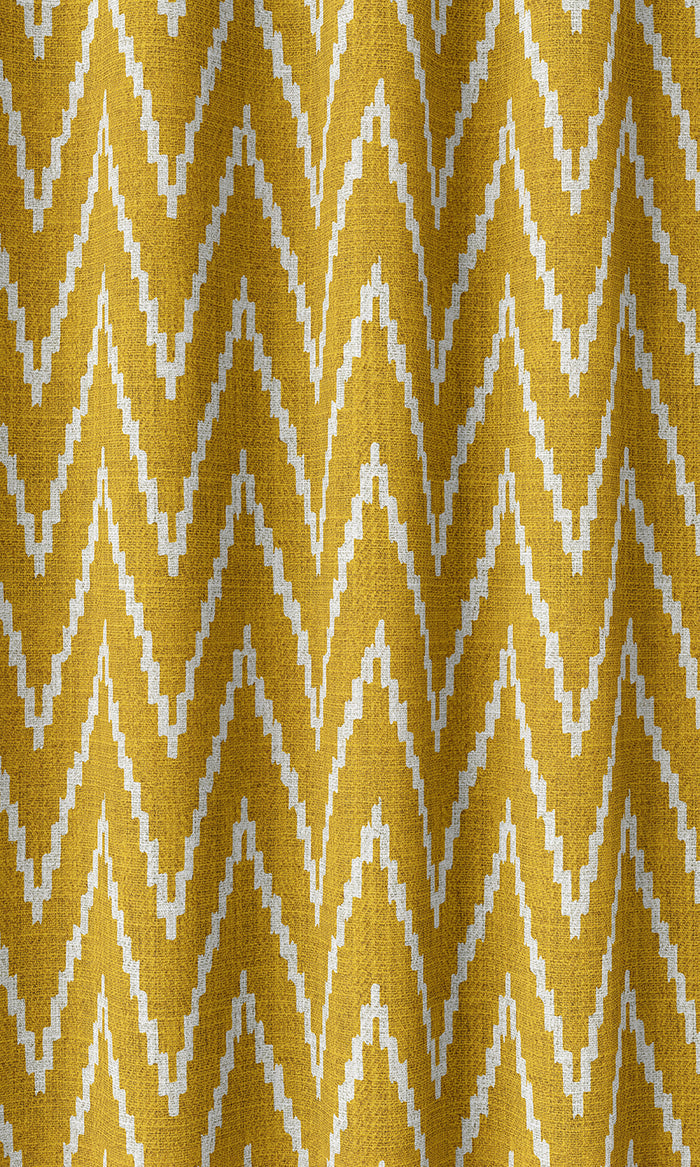Chevron Print Home Décor Fabric By the Metre (Deep Yellow/ White)