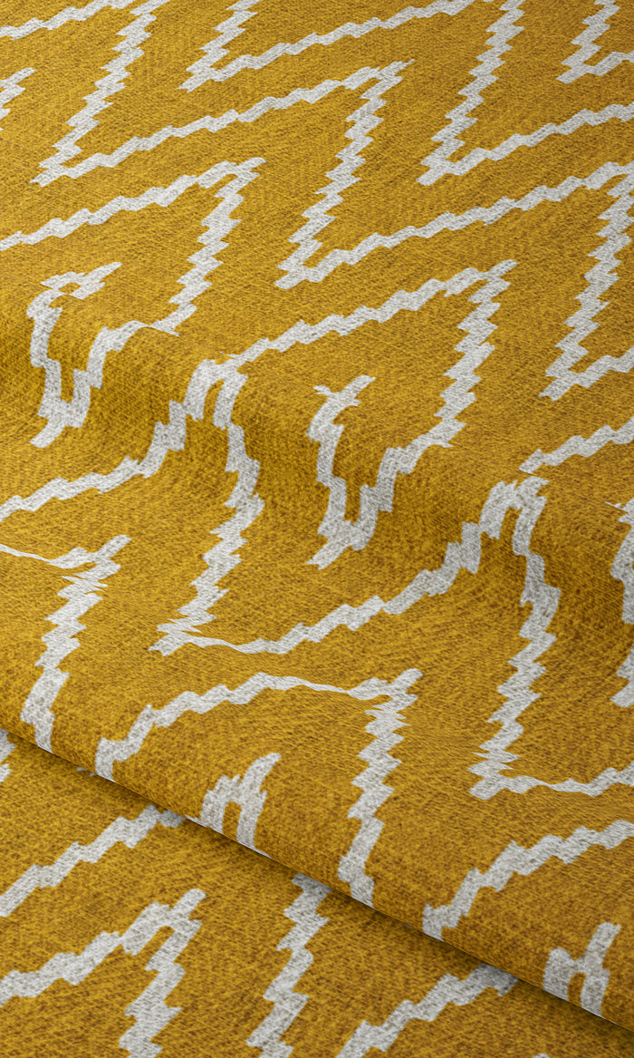 Chevron Print Window Treatments Fabric By the Metre (Deep Yellow/ White)
