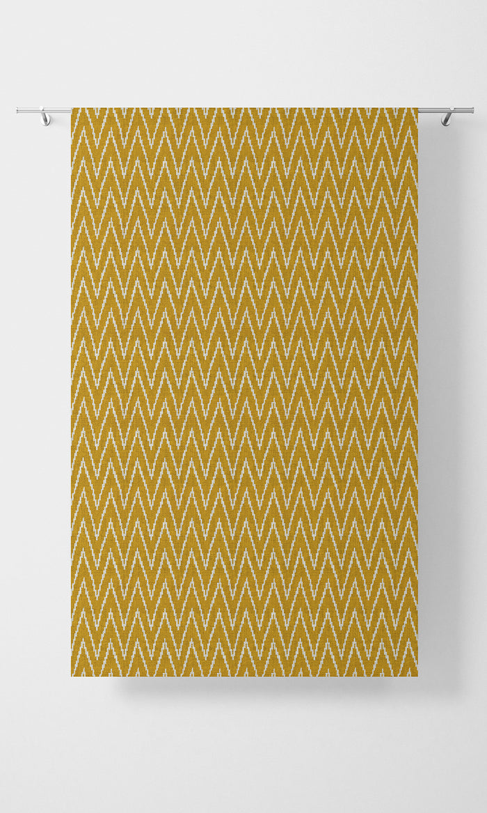 Chevron Print Home Textile Fabric Material By the Metre (Deep Yellow/ White)
