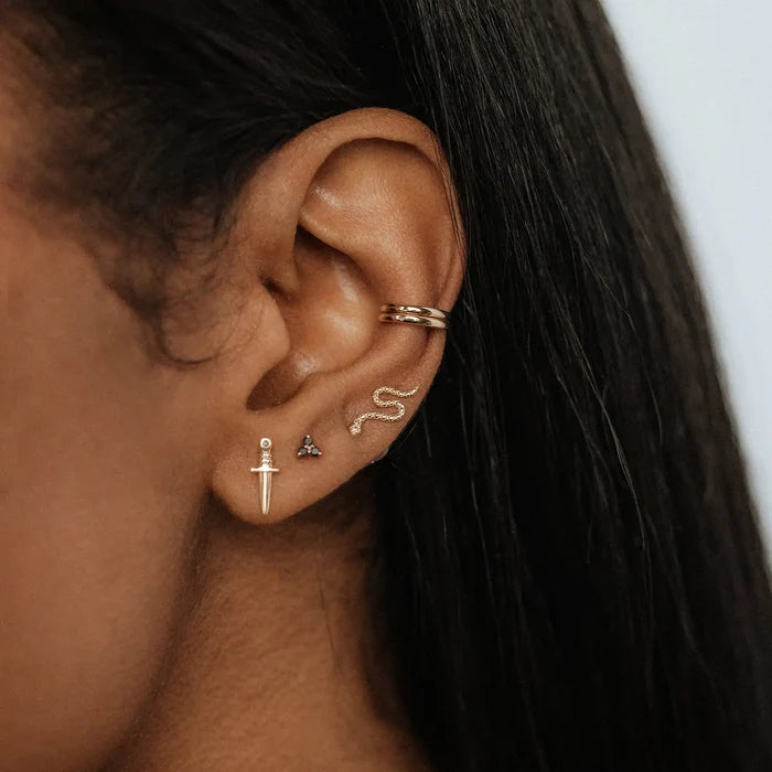 Guardian Ear Cuff in 10k yellow gold, alternate angle detail view