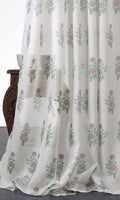 Sheer Floral Home Décor Fabric By the Metre (White/ Red/ Green)