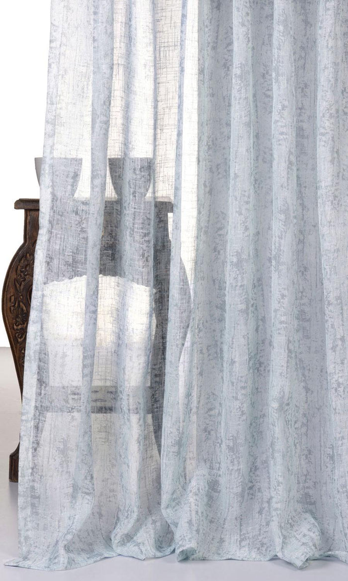 Textured Sheer Fabric By the Metre for Curtains & Drapes (Blue)