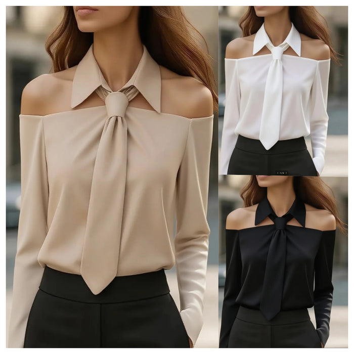 Halter Neck Long Sleeve Blouse