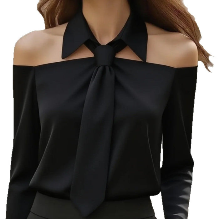 Halter Neck Long Sleeve Blouse