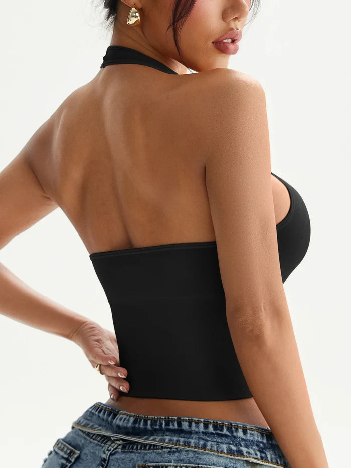 Halter Neck Yoga Sports Bra | Wirefree Removable Pads | SheRoar