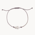 Hamsa Sterling Silver Cord Bracelet in sterling silver with grey cord and brilliant diamond