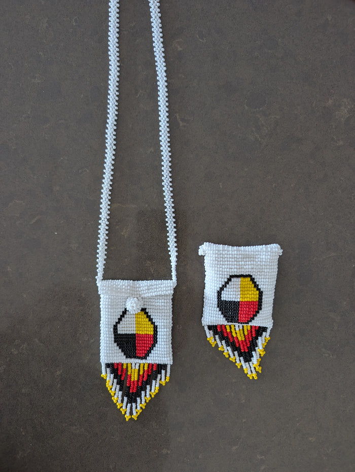 Hand made beaded Medicine Wheel Amulet necklace.