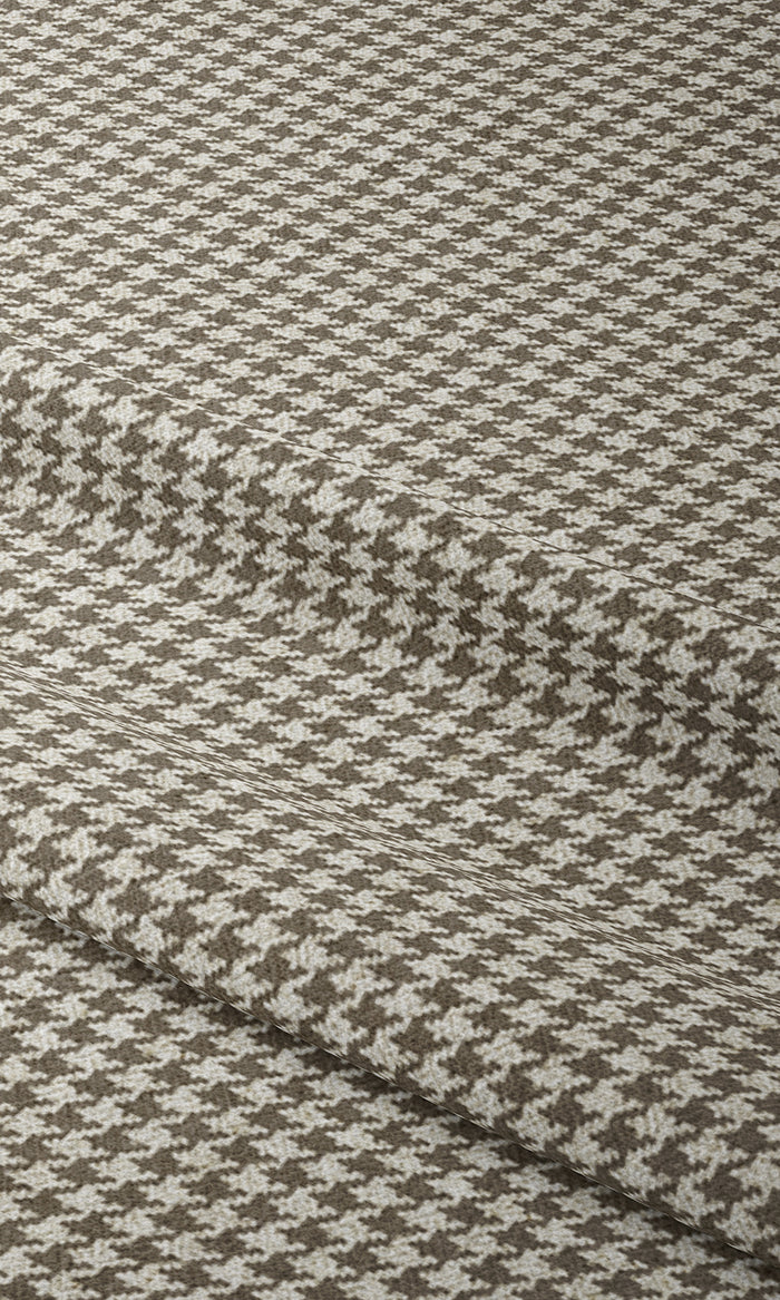 Houndstooth Patterned Pinch Pleat, Rod Pocket, Eyelet Curtains (Brown)